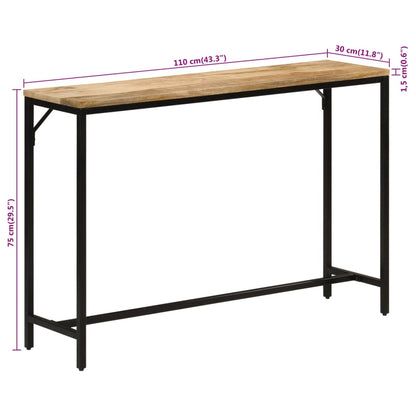 Wandtafel 110x30x75 cm massief ruw mangohout en ijzer