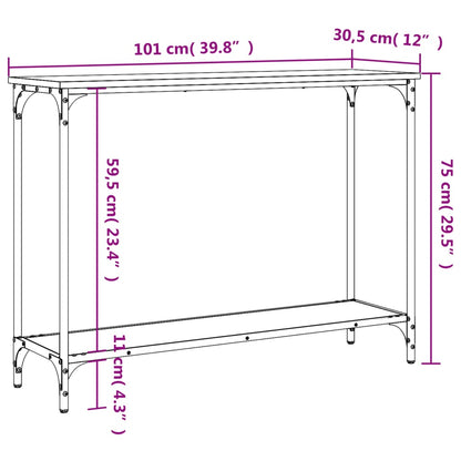 Wandtafel 101x30,5x75 cm bewerkt hout gerookt eikenkleurig