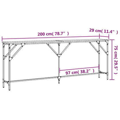 Wandtafel 200x29x75 cm bewerkt hout zwart