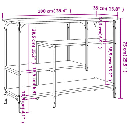 Wandtafel met schappen 100x35x75 cm grijs sonoma eikenkleurig