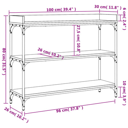 Wandtafel met schappen 100x30x80 cm grijs sonoma eikenkleurig