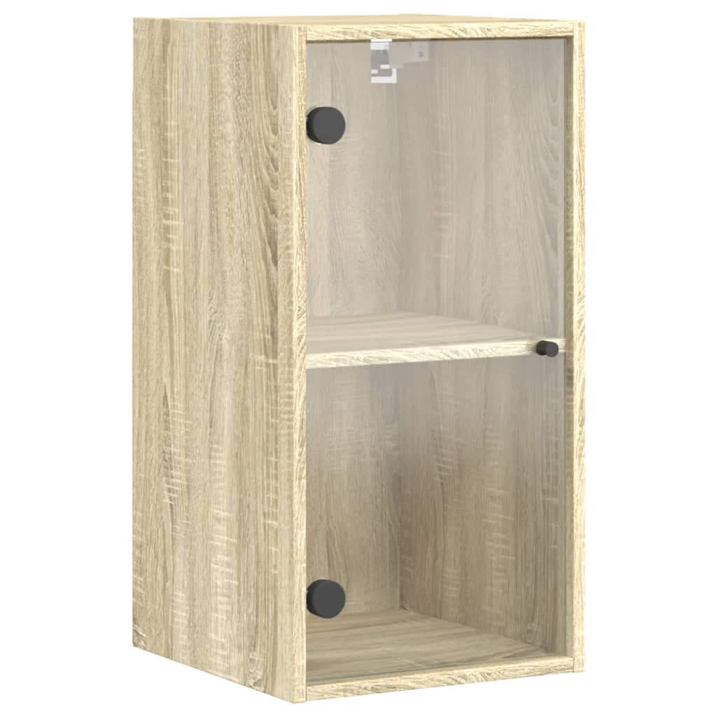 Wandkast met glazen deuren 35x37x68,5 cm sonoma eikenkleurig