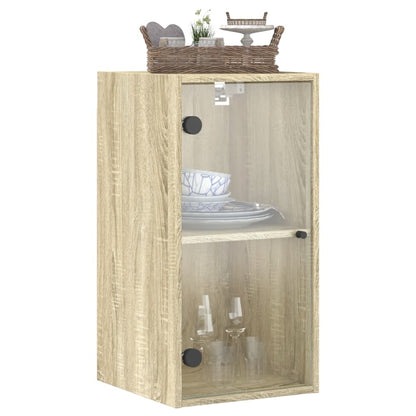 Wandkast met glazen deuren 35x37x68,5 cm sonoma eikenkleurig