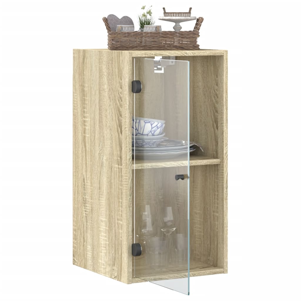 Wandkast met glazen deuren 35x37x68,5 cm sonoma eikenkleurig