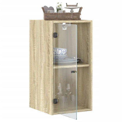 Wandkast met glazen deuren 35x37x68,5 cm sonoma eikenkleurig