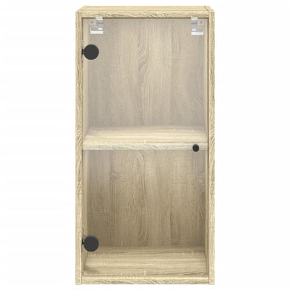 Wandkast met glazen deuren 35x37x68,5 cm sonoma eikenkleurig