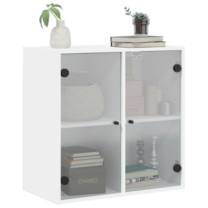 Wandkast met glazen deuren 68x37x68,5 cm wit