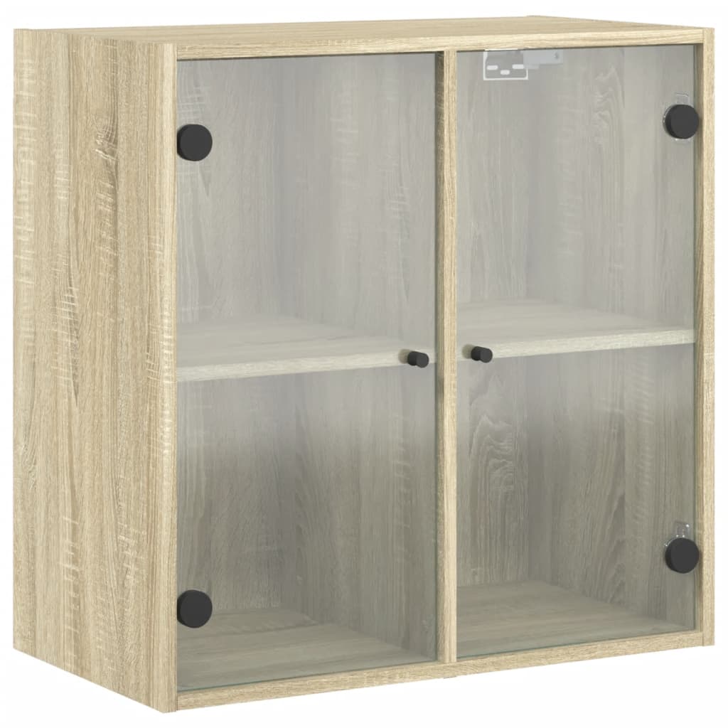 Wandkast met glazen deuren 68x37x68,5 cm sonoma eikenkleurig