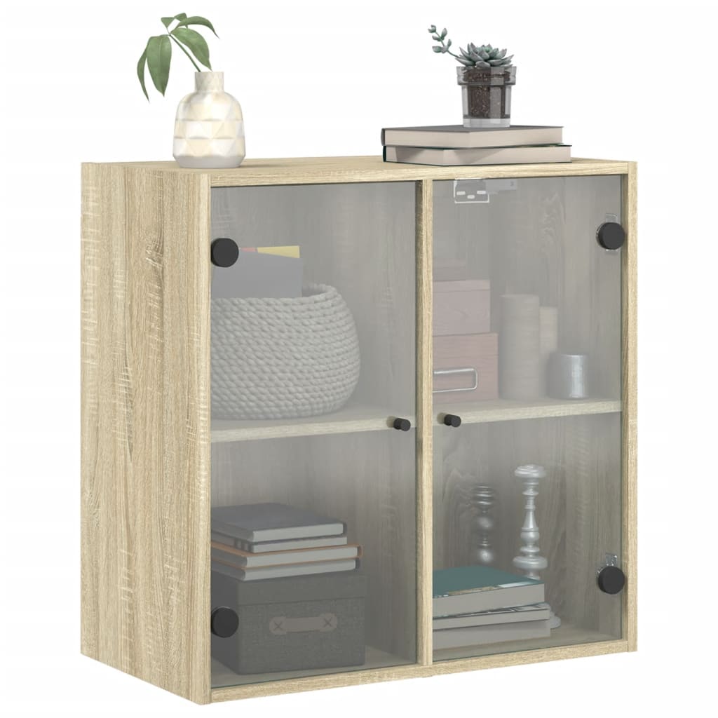 Wandkast met glazen deuren 68x37x68,5 cm sonoma eikenkleurig