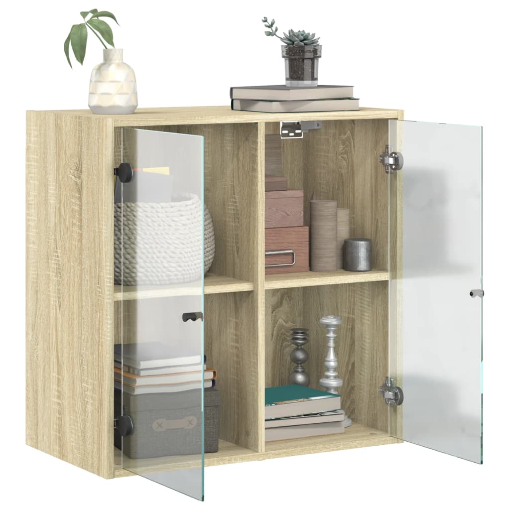 Wandkast met glazen deuren 68x37x68,5 cm sonoma eikenkleurig