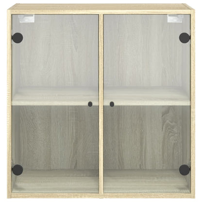 Wandkast met glazen deuren 68x37x68,5 cm sonoma eikenkleurig