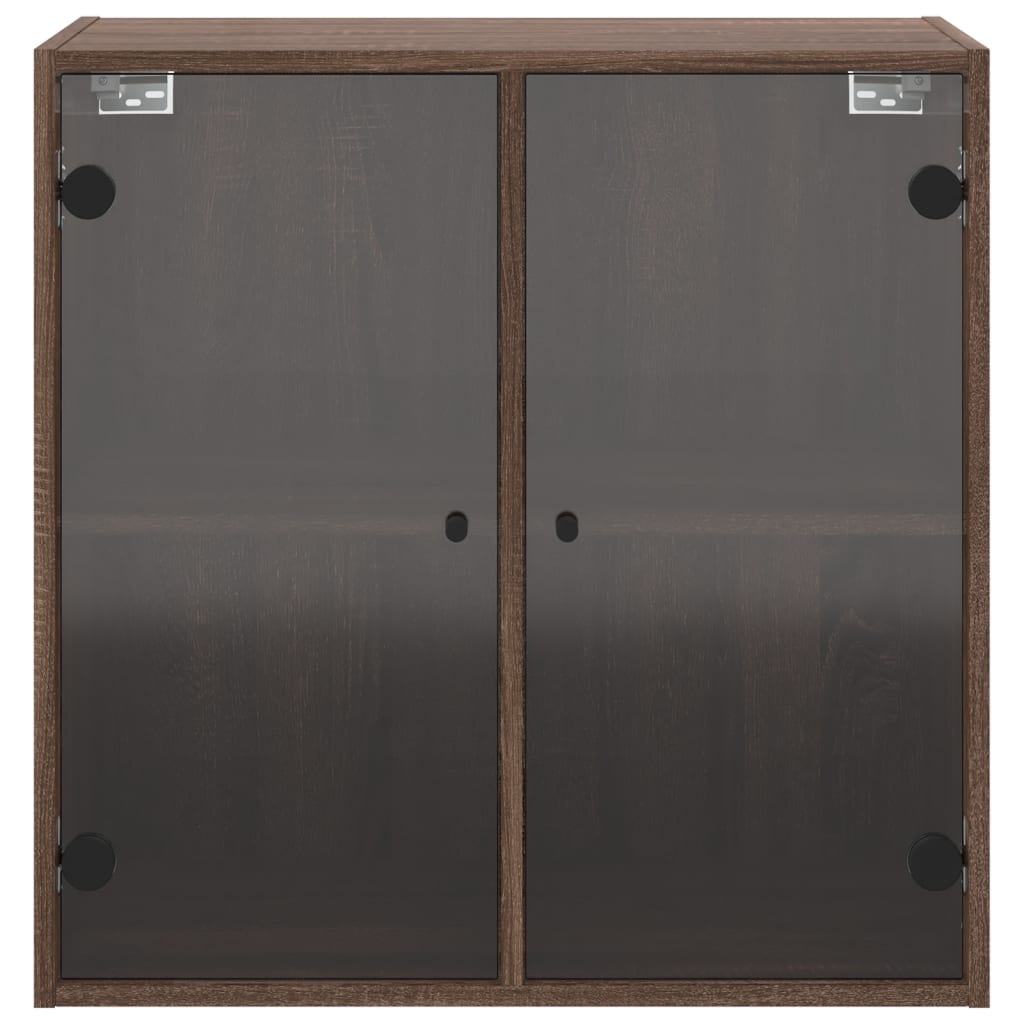 Wandkast met glazen deuren 68x37x68,5 cm bruineikenkleurig