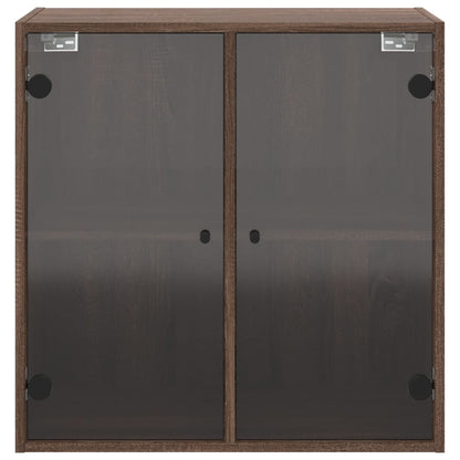 Wandkast met glazen deuren 68x37x68,5 cm bruineikenkleurig