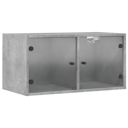 Wandkast met glazen deuren 68,5x37x35 cm betongrijs