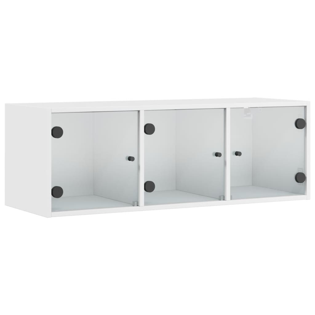 Wandkast met glazen deuren 102x37x35 cm wit