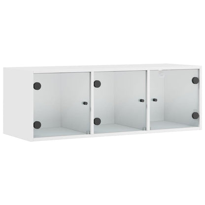 Wandkast met glazen deuren 102x37x35 cm wit