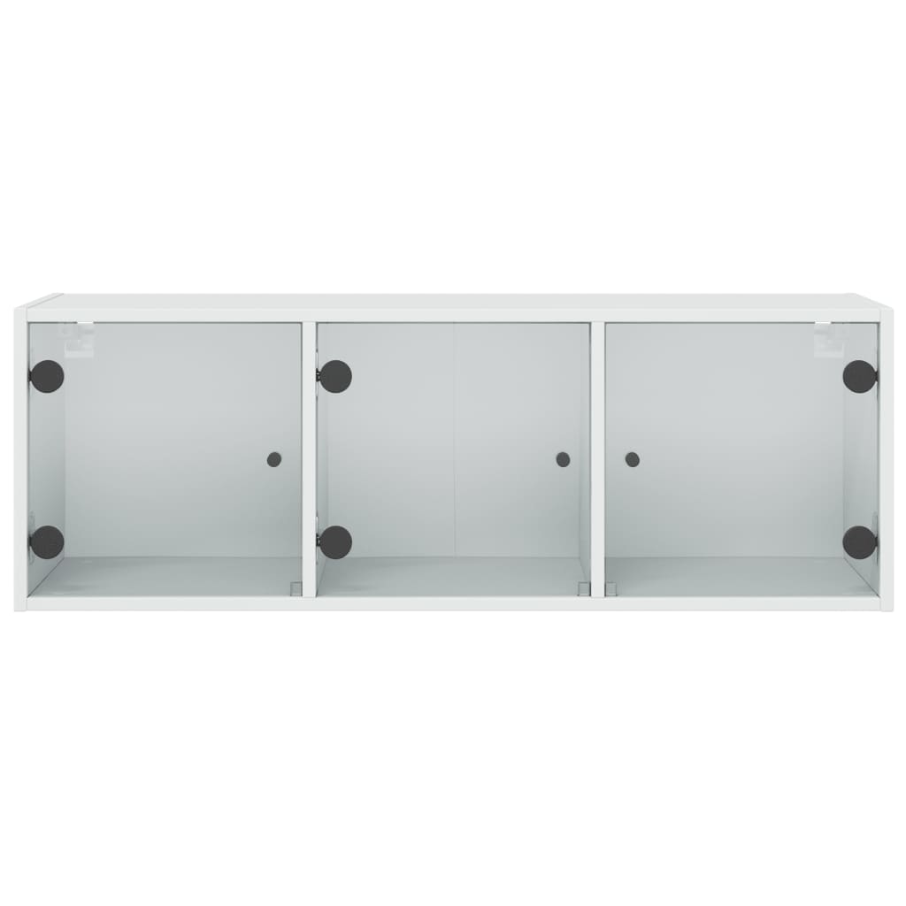 Wandkast met glazen deuren 102x37x35 cm wit