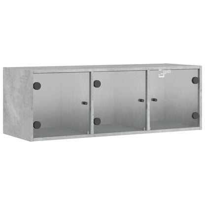 Wandkast met glazen deuren 102x37x35 cm betongrijs