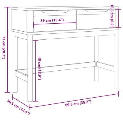 Wandtafel FLORO 89,5x36,5x73 cm massief grenenhout wasbruin