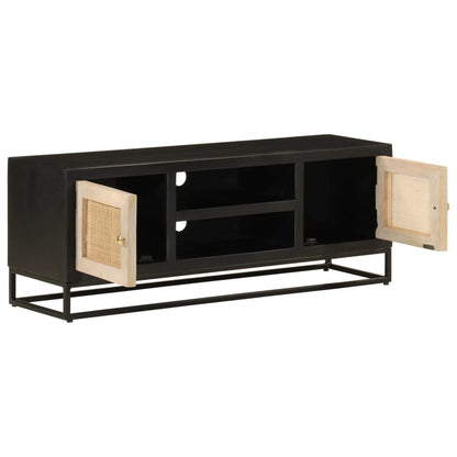 Tv-meubel 110x30x40 cm massief mangohout en ijzer zwart