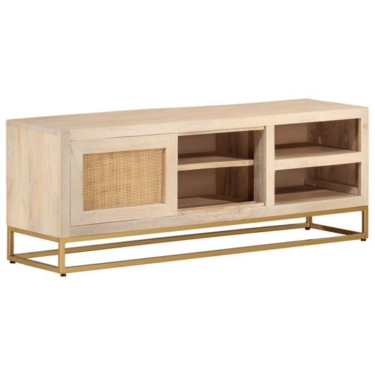 Tv-meubel 110x30x40 cm massief ruw mangohout en ijzer