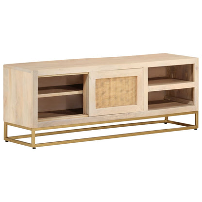 Tv-meubel 110x30x40 cm massief ruw mangohout en ijzer