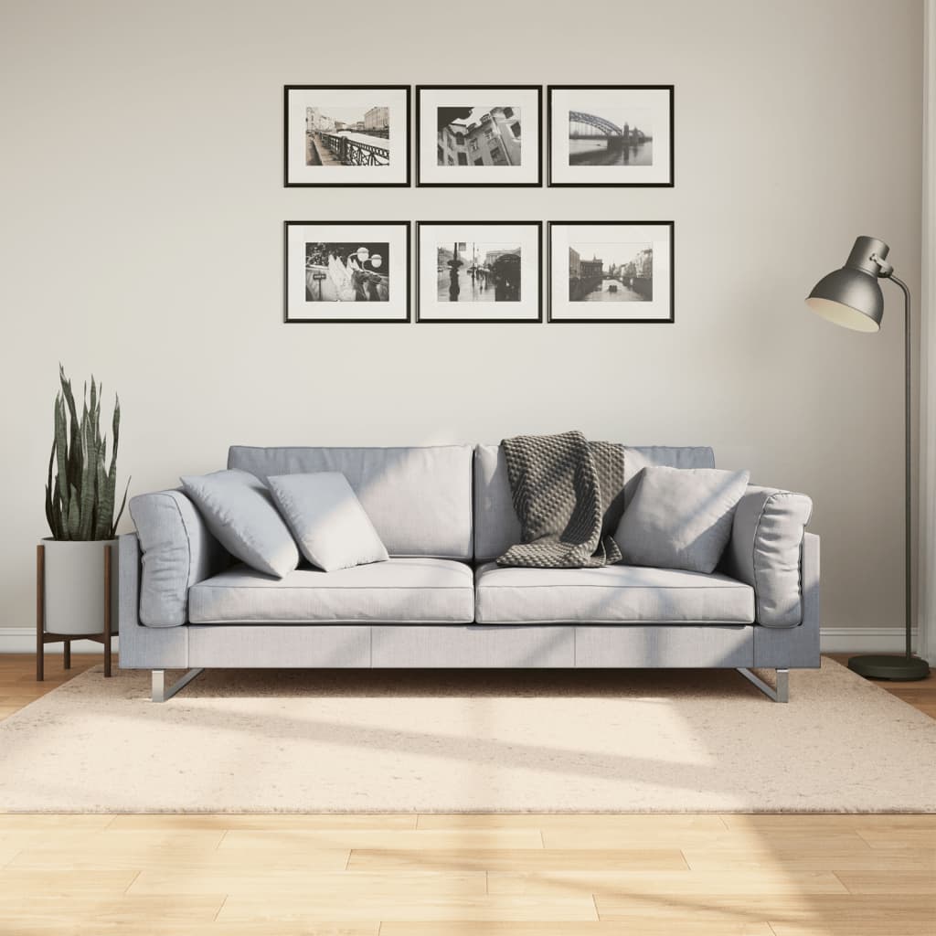 Vloerkleed HUARTE laagpolig zacht wasbaar 140x200 cm beige