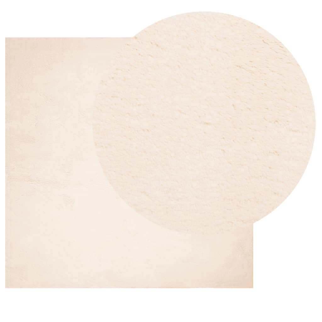 Vloerkleed HUARTE laagpolig zacht wasbaar 160x160 cm beige