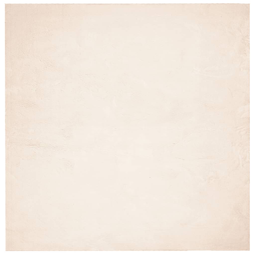 Vloerkleed HUARTE laagpolig zacht wasbaar 200x200 cm beige