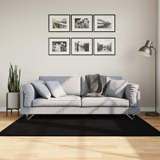 Vloerkleed HUARTE laagpolig zacht wasbaar 120x170 cm zwart