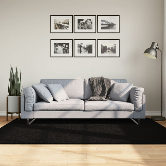 Vloerkleed HUARTE laagpolig zacht wasbaar 140x200 cm zwart