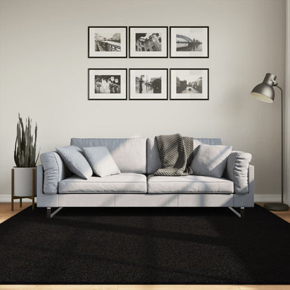 Vloerkleed HUARTE laagpolig zacht wasbaar 200x200 cm zwart