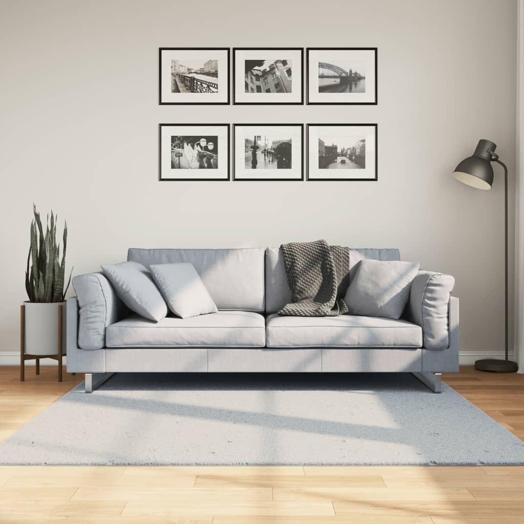 Vloerkleed HUARTE laagpolig zacht wasbaar 160x160 cm blauw