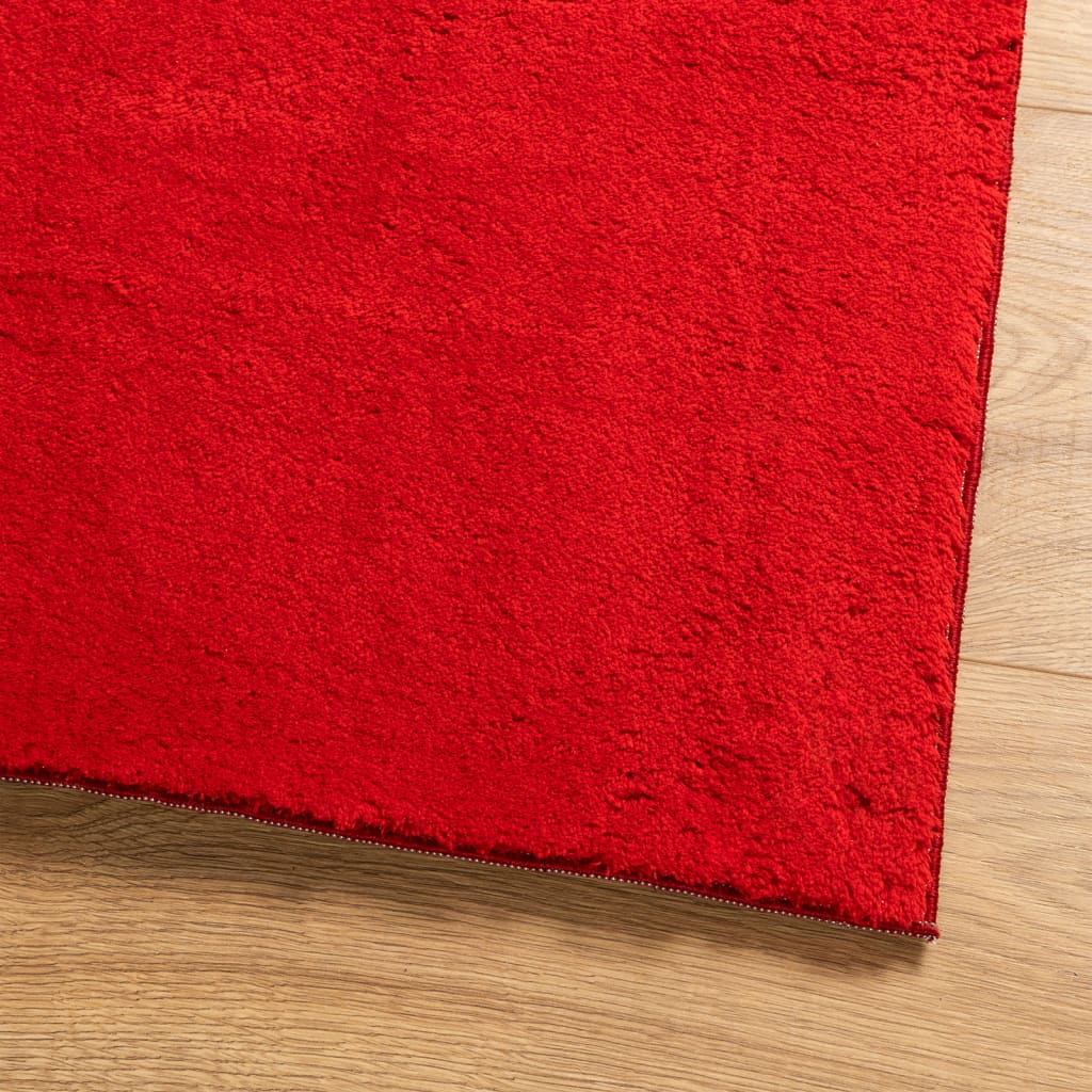 Vloerkleed HUARTE laagpolig zacht wasbaar 100x200 cm rood