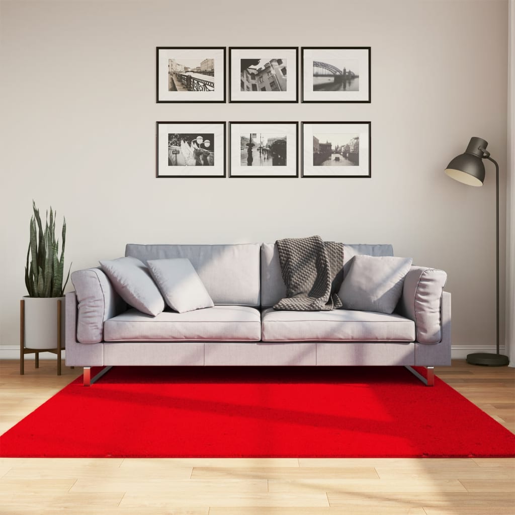 Vloerkleed HUARTE laagpolig zacht wasbaar 160x160 cm rood