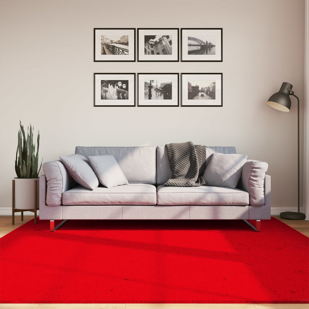 Vloerkleed HUARTE laagpolig zacht wasbaar 200x200 cm rood