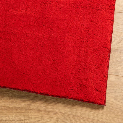 Vloerkleed HUARTE laagpolig zacht wasbaar 240x240 cm rood