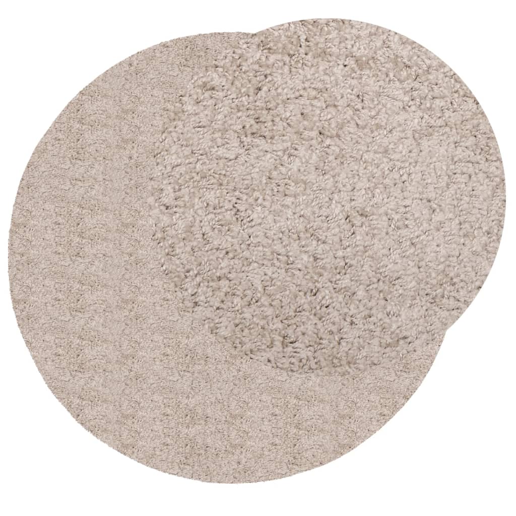 Vloerkleed PAMPLONA shaggy hoogpolig modern Ø 160 cm beige