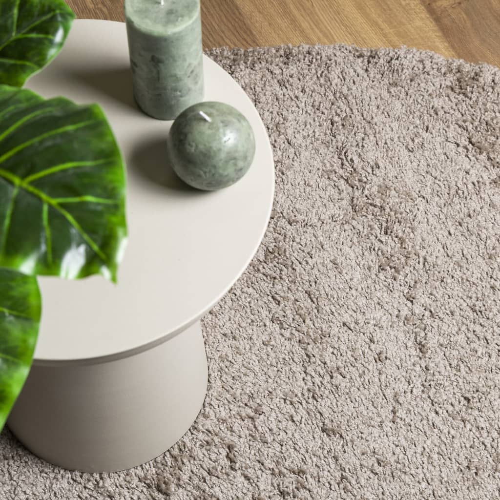 Vloerkleed PAMPLONA shaggy hoogpolig modern Ø 160 cm beige