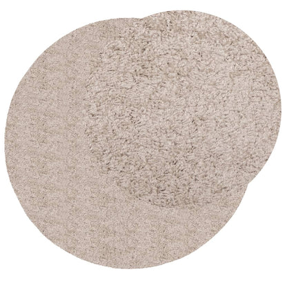 Vloerkleed PAMPLONA shaggy hoogpolig modern Ø 240 cm beige