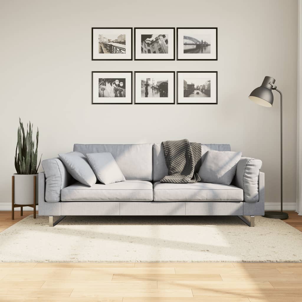 Vloerkleed PAMPLONA shaggy hoogpolig modern 140x200 cm crème