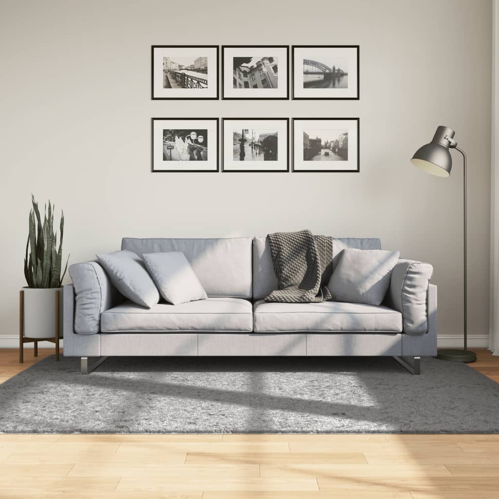 Vloerkleed PAMPLONA shaggy hoogpolig modern 140x200 cm grijs