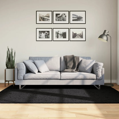 Vloerkleed PAMPLONA shaggy hoogpolig modern 140x200 cm zwart