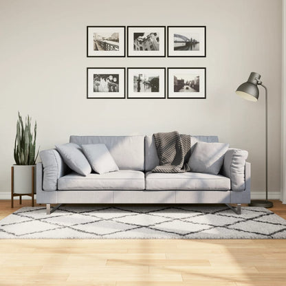 Vloerkleed shaggy hoogpolig modern 100x200 cm crème en zwart