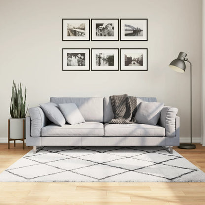 Vloerkleed shaggy hoogpolig modern 160x160 cm crème en zwart