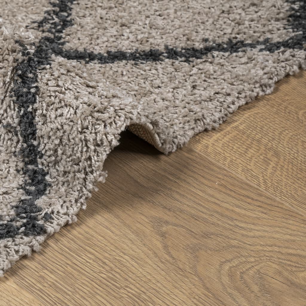 Vloerkleed PAMPLONA shaggy hoogpolig 140x200 cm beige antraciet