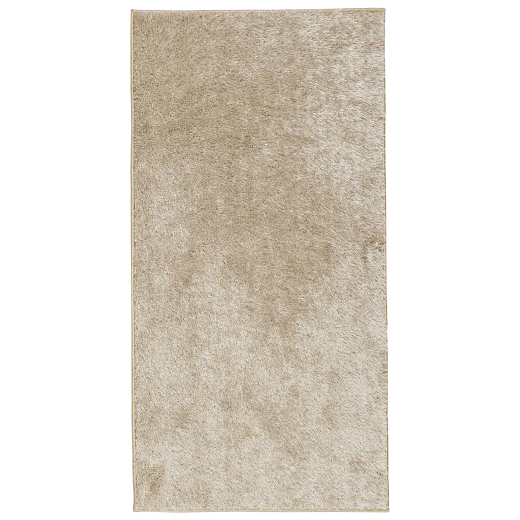 Vloerkleed ISTAN hoogpolig glanzend 100x200 cm beige