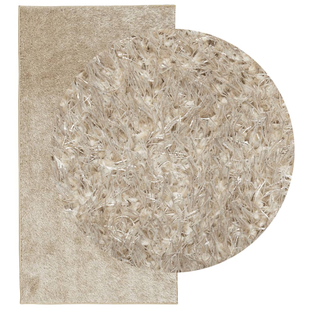 Vloerkleed ISTAN hoogpolig glanzend 100x200 cm beige