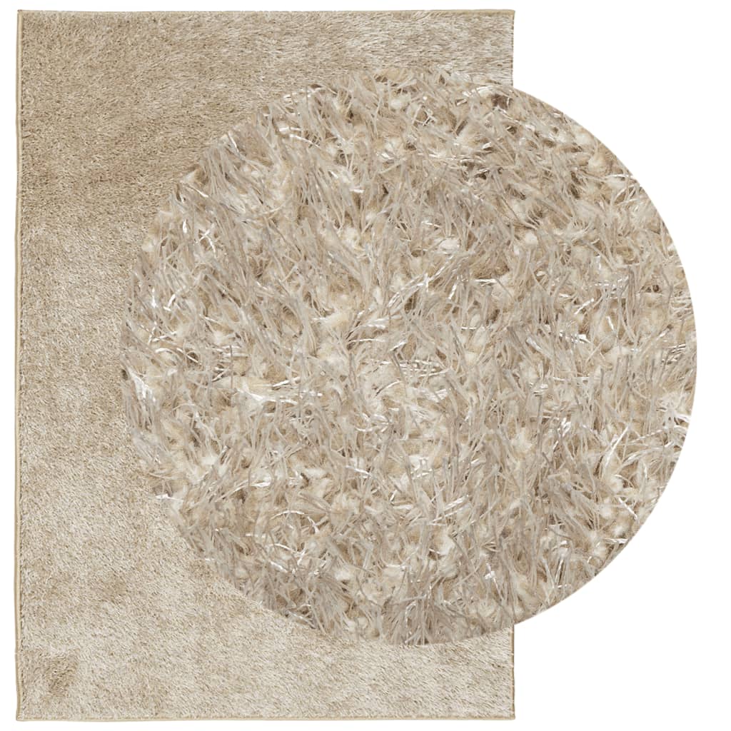 Vloerkleed ISTAN hoogpolig glanzend 140x200 cm beige