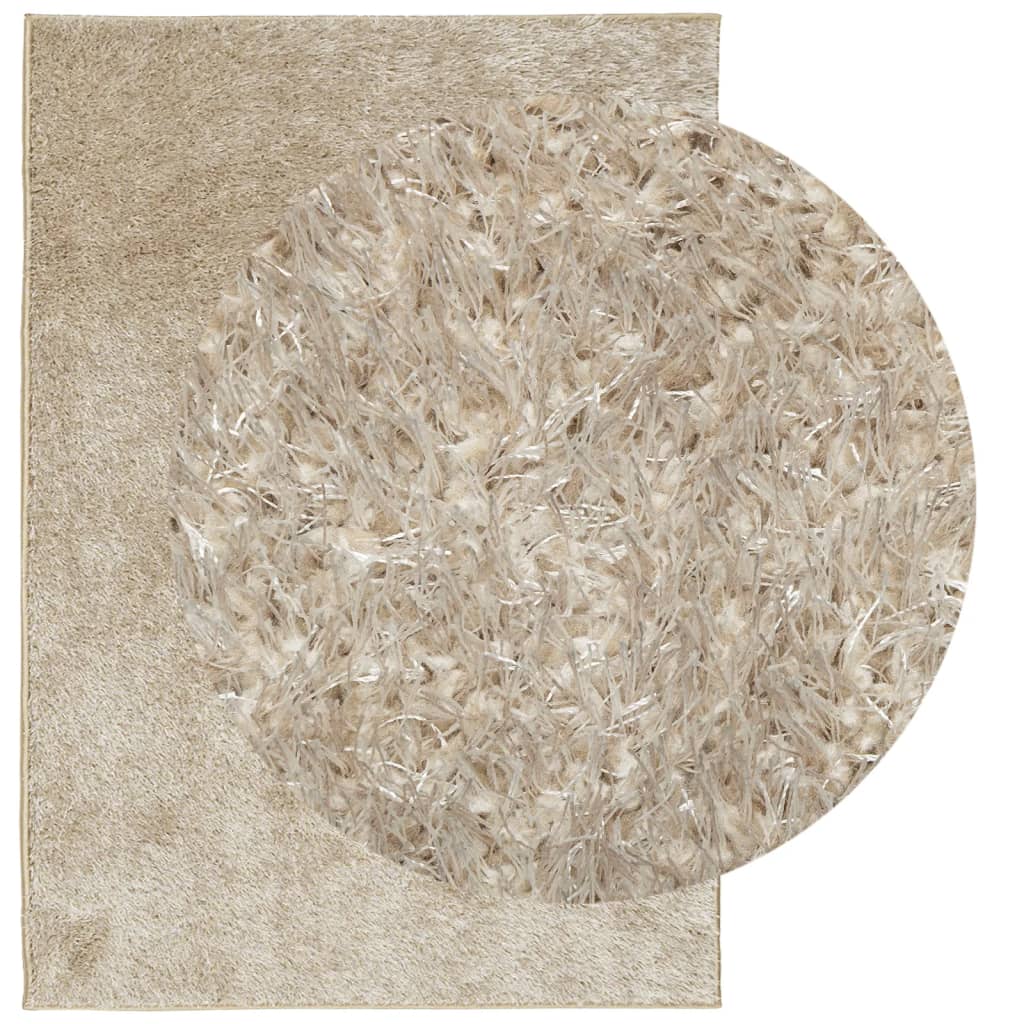 Vloerkleed ISTAN hoogpolig glanzend 160x230 cm beige